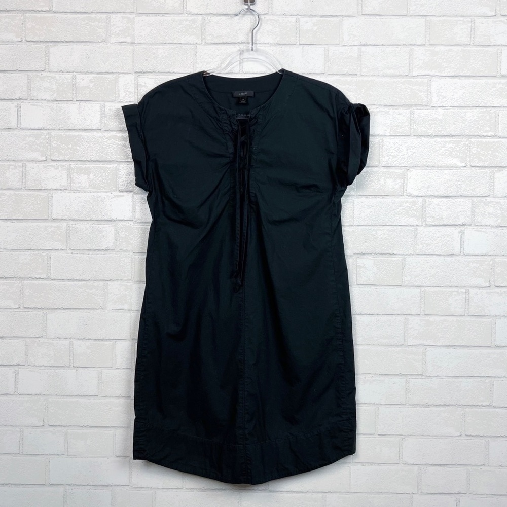 J. Crew Pullover Short Sleeve Tie Front Navy Shirt Dress